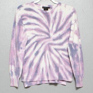 Design history white purple tie dye crew neck sweater